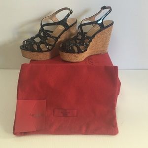 Patent leather wedges