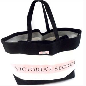 NEW Victoria's Secret White black & pink XL Tote
