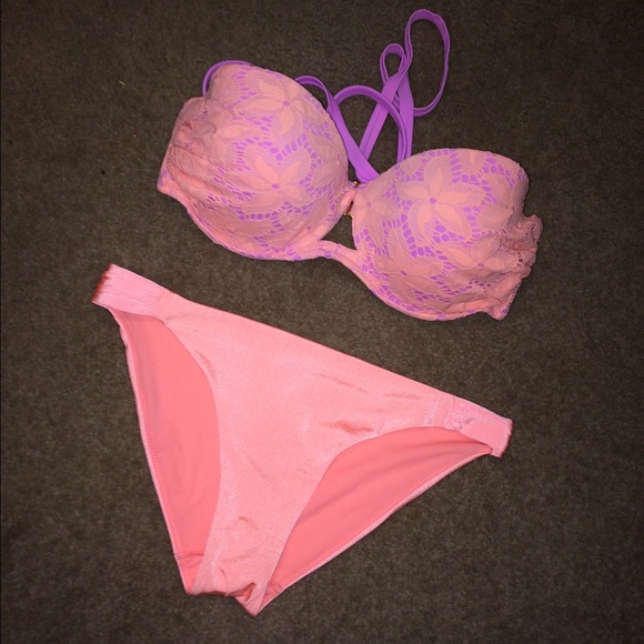 VS pink & orange Lace Bandeau bikini top💕