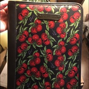 (SOLD) Betsy Johnson cherry satiny iPad case/cover