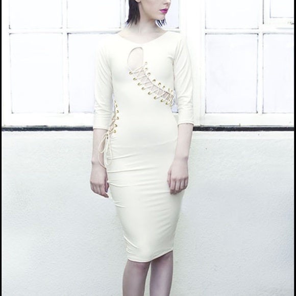 Dancing Dolls Dresses & Skirts - Dancing Dolls UK Motif Lace Up Dress Ivory XS