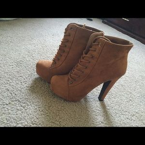 Chestnut faux suede booties