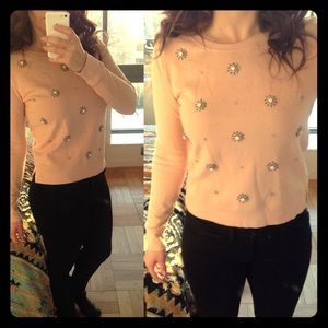 LOFT Pink sweatshirt with embellishments