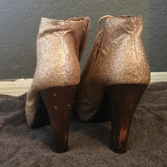 Gold Sparkly Lace Up Booties! - Picture 3 of 4