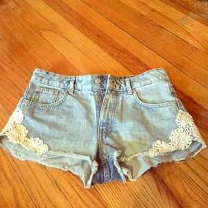 Jean Shorts with Lace Trim
