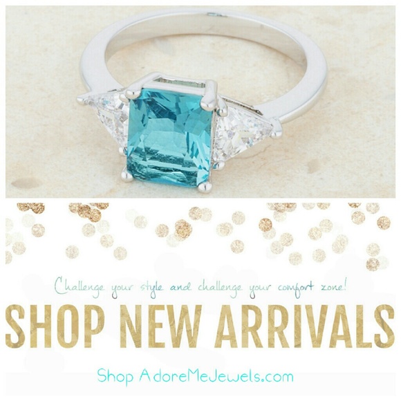 Blue Topaz White Gold Rhodium Engagement Ring