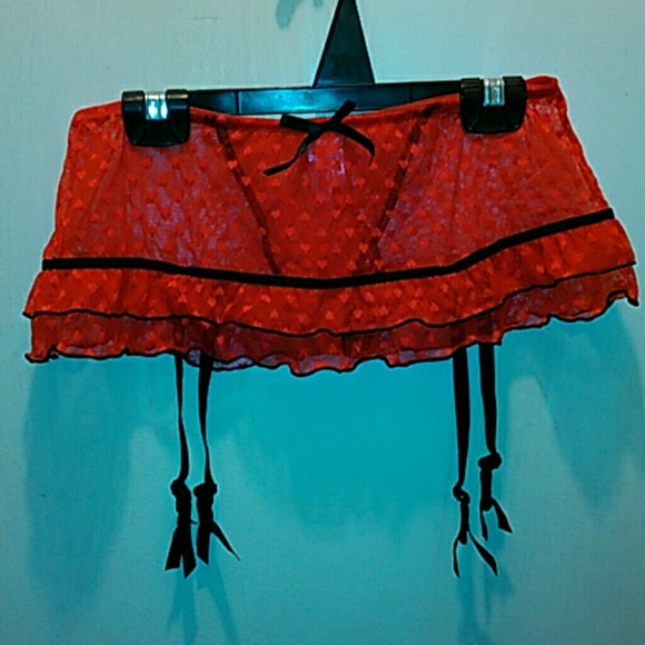 Slip with attached thong and garters