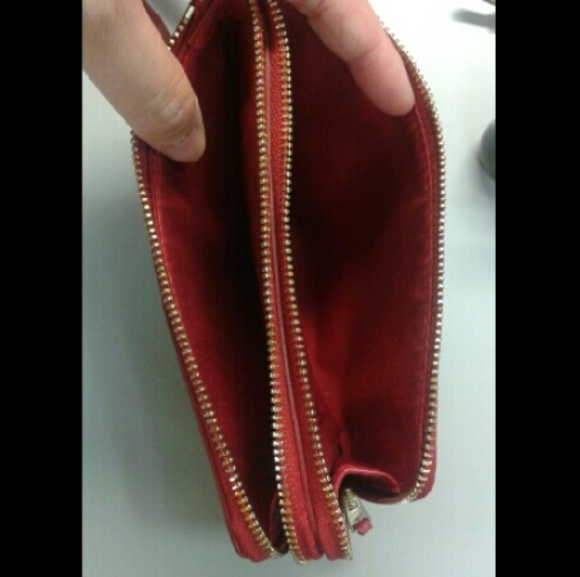 Red Coach Double Corner Zip wristlet - Picture 2 of 3