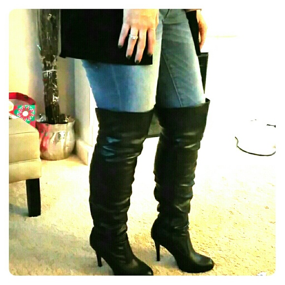 Over the knee high heel boots