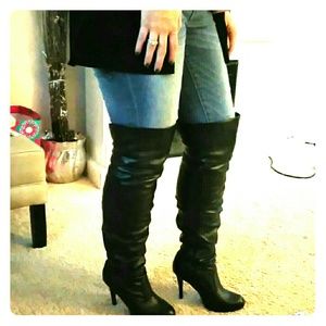 Over the knee high heel boots