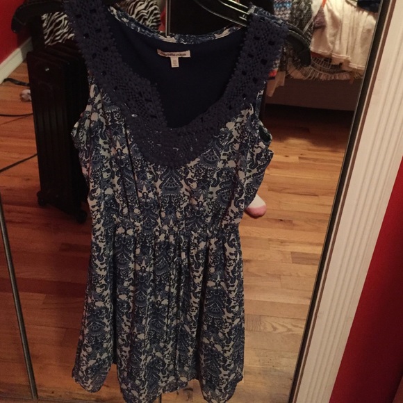 Blue and white dress