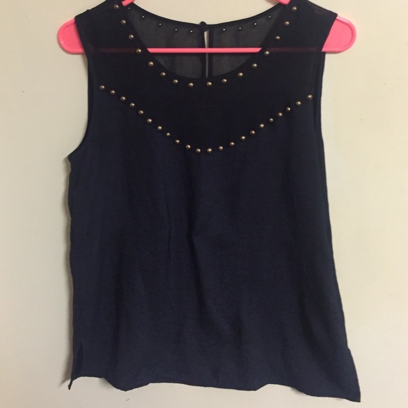 Cute chiffon black shirt with gold detailing :) - Picture 1 of 2