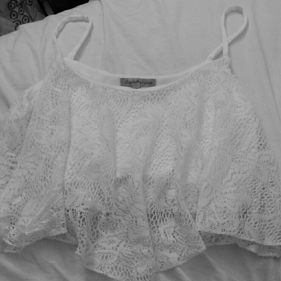 White lace crop top
