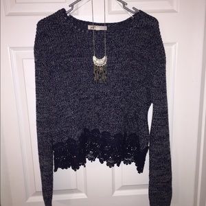 Navy Cropped Sweater