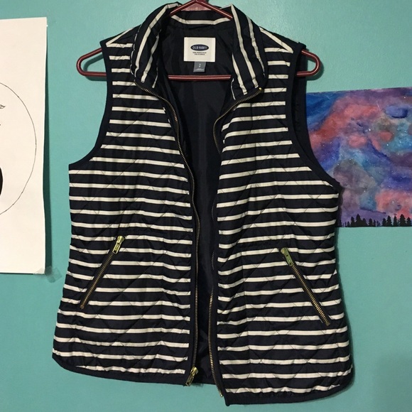 Blue and white vest