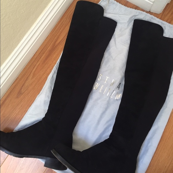 Stuart Weitzman 5050 suede black size 7.5 - Picture 1 of 4