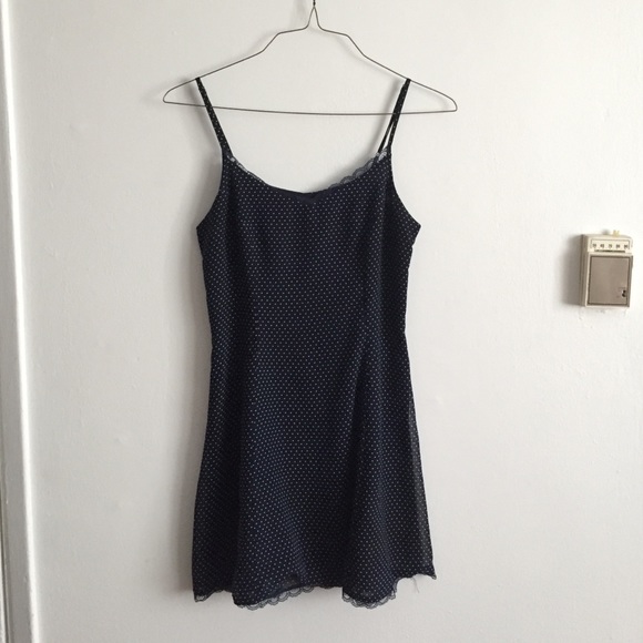 Navy blue polka dot skater dress