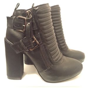 Faux Leather Black High Heel Booties SIZE 6
