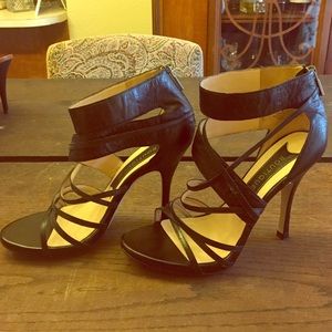 Boutique 9, black leather, strappy high heel