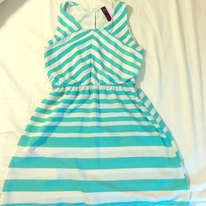 Teal/white stripped dress