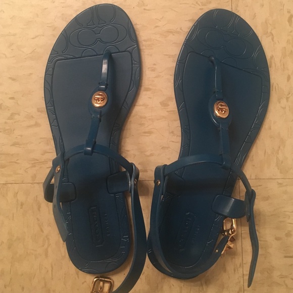 Coach Teal Jelly Sandals