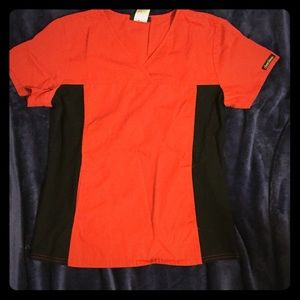 FINAL PRICE DROP Red and black scrub top