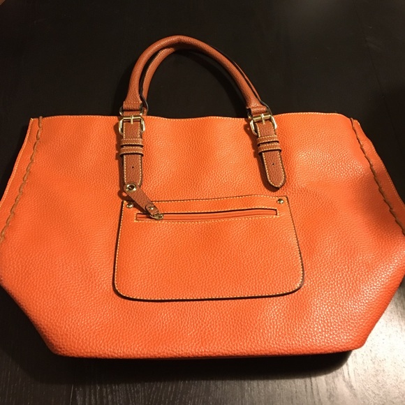 Brown leather tote purse
