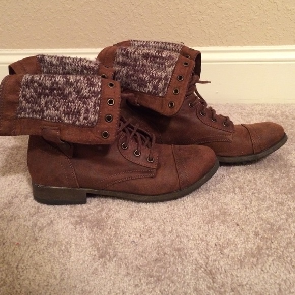 Brown combat boots