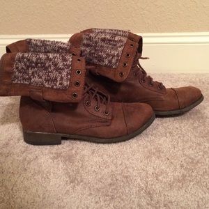 Brown combat boots