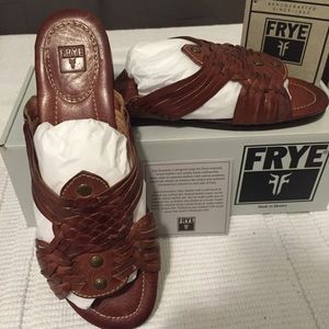 Frye Jacey Huarache Slide—size 8 Dark Brown Cognac