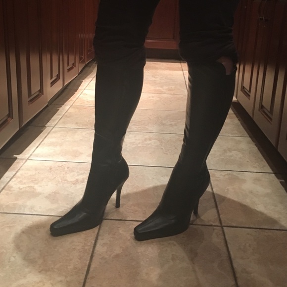 tall black leather boots