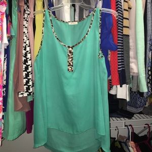 Leopard trimmed blouse