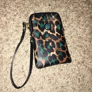 Coach small leopard wristlet