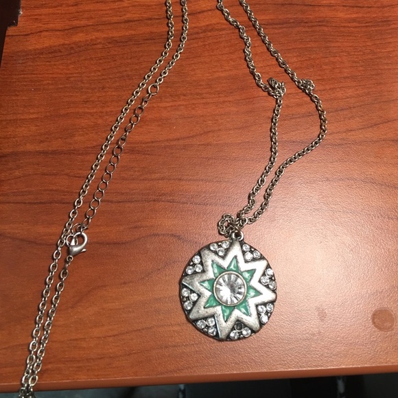Beautiful  blue and silver long necklace.