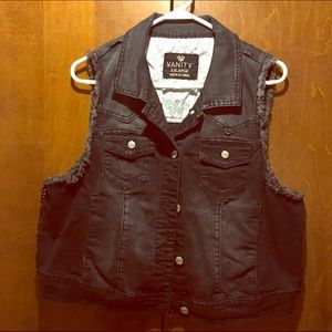 Denim Vest with Lace Back