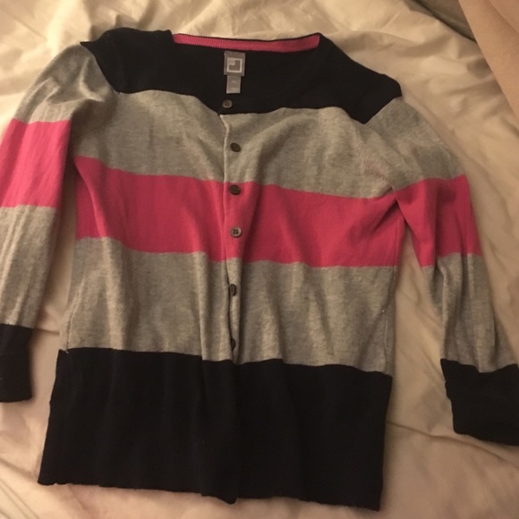 Petite navy/grey/pink cardigan