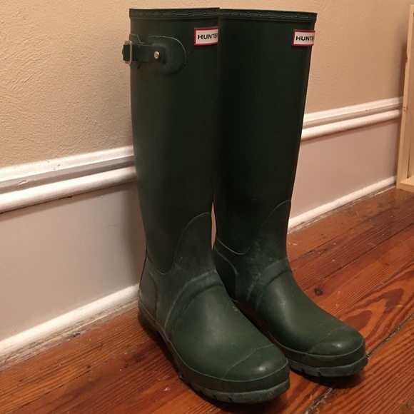 Green tall hunter boots