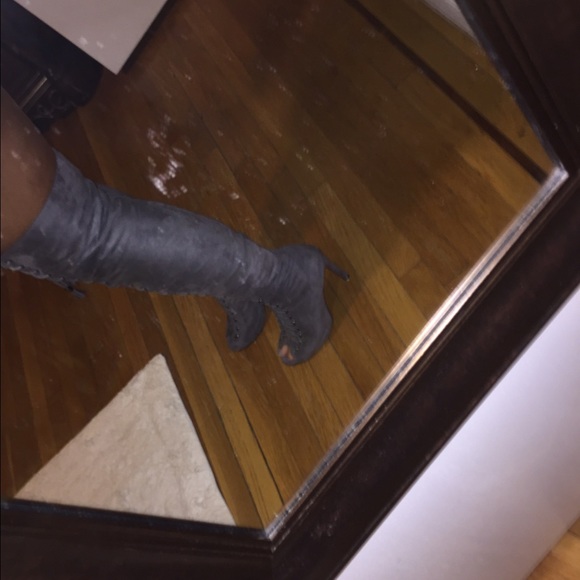Nice Gray Lace Up Boots