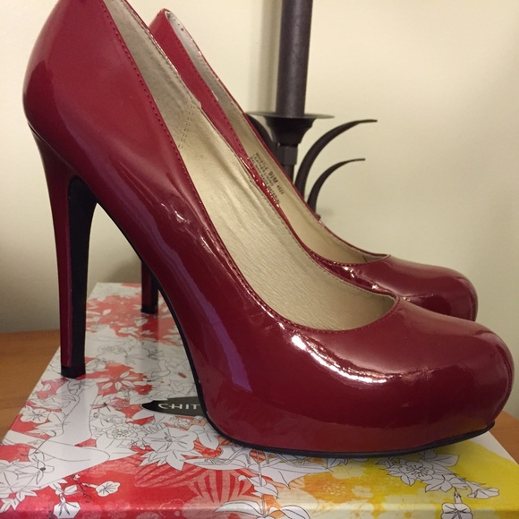 Chinese Laundry red patent leather platform shoes