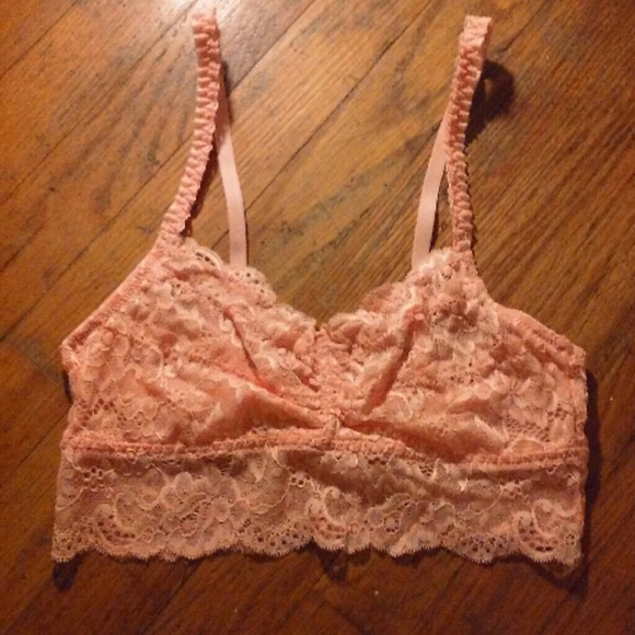 Last one, Peach floral lace crop bra top