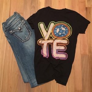 Lucky Brand Vote Peace Sign Shirt