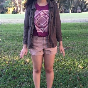 Maroon colored sleeveless Aztec t-shirt
