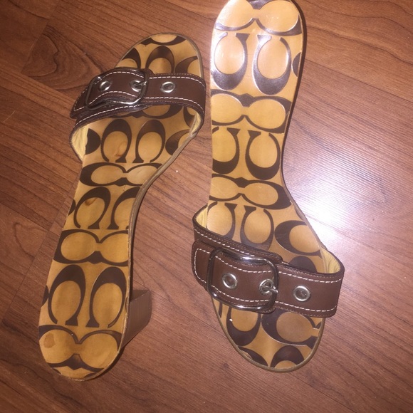 SOLD! Coach brown leather sandals
