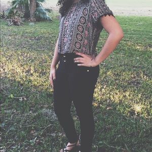 Paisley and tribal mixed crop top