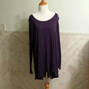 Plum High Low Blouse with sheer slit.