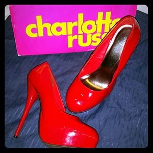 Charlotte Russe Candyapple Red Platform Pumps