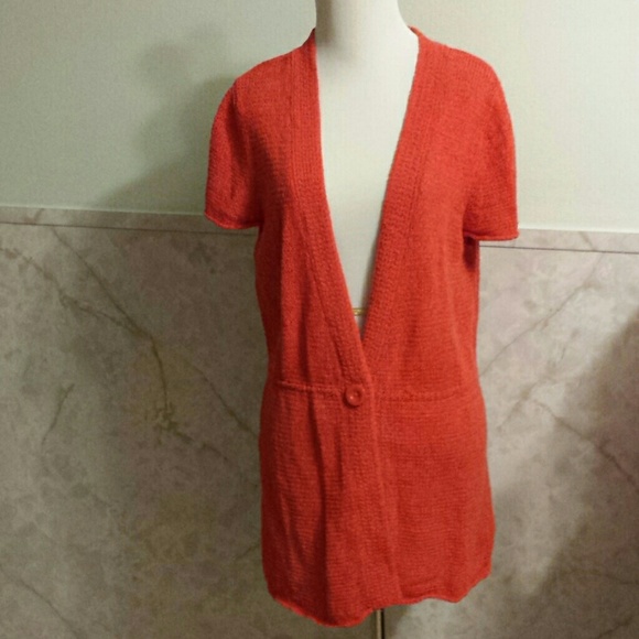Burnt Orange Waist Button Cardigan