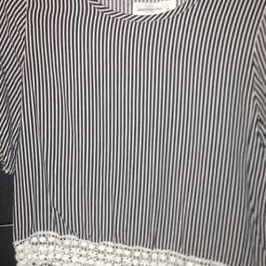 black & white striped shirt with laced bottom