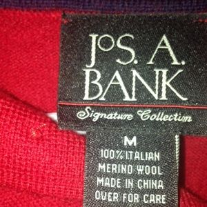 Jos A Bank signature collection red collar sweater