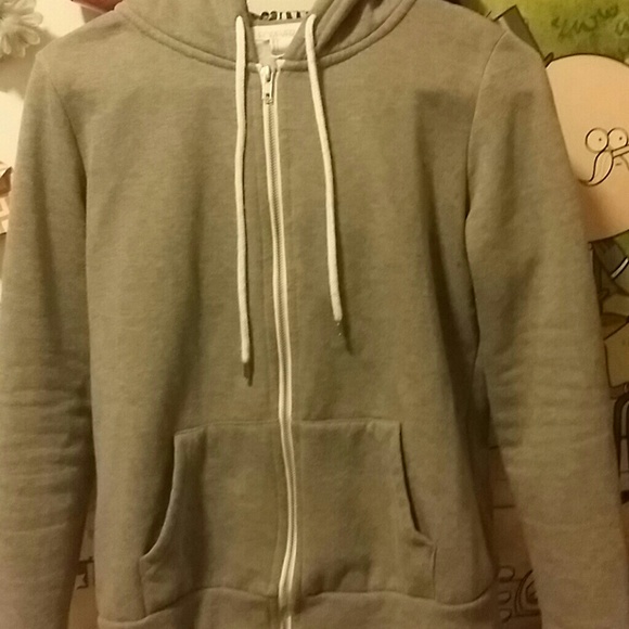 Gray zip up hoodie-Forever 21